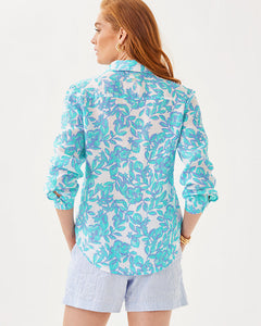 Sea View Linen Button Down Top - Jacaranda Blue Simply The Zest