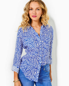 Sea View Button Down - Martinique Blue Zee Bebe