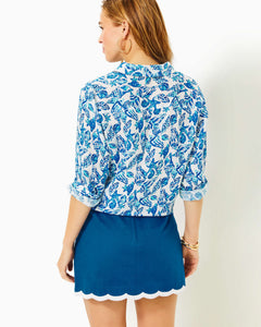 Sea View Linen Button Down Top - Resort White Shell Collector