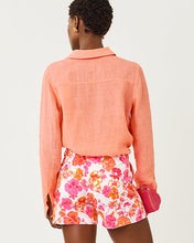 Load image into Gallery viewer, Sea View Linen Button Down Shirt - Sunset Orange X Resort White
