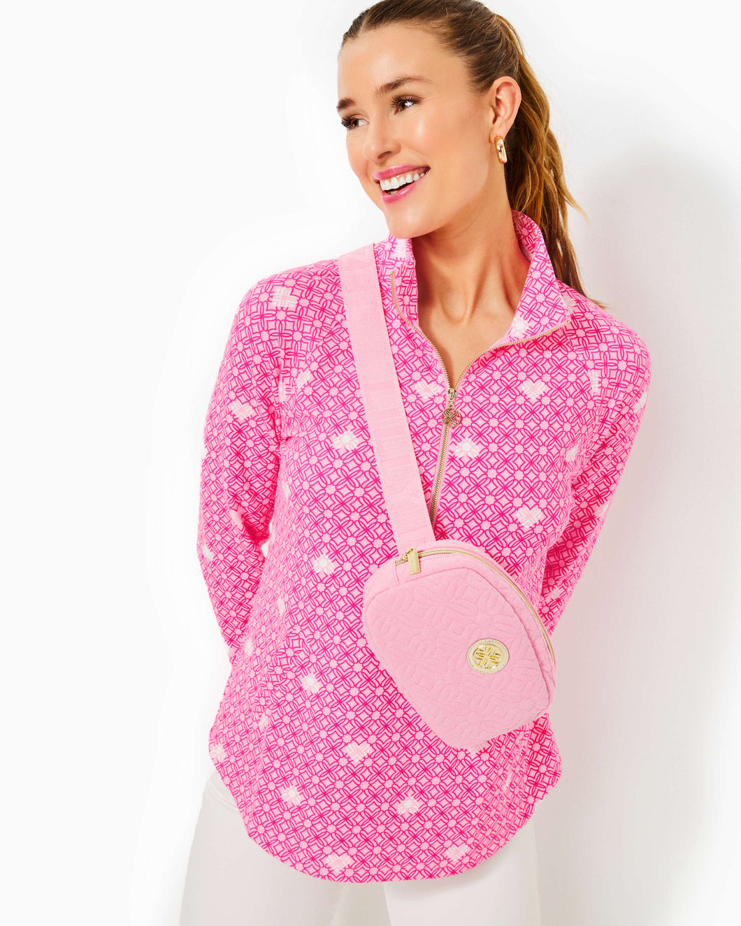 UPF 50+ Skipper Popover - Passion Fruit Pink Fluttering Hearts