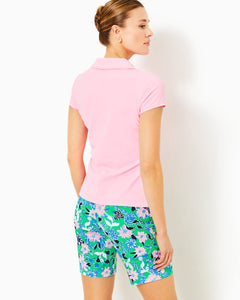 UPF 50+ Luxletic Frida Scallop Polo Top - Conch Shell Pink