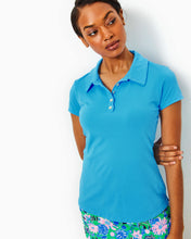 Load image into Gallery viewer, UPF 50+ Luxletic Frida Scallop Polo Top - Lunar Blue
