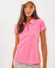 Load image into Gallery viewer, UPF 50+ Luxletic Frida Scallop Polo Top - Rousseau Pink
