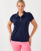 Load image into Gallery viewer, UPF 50+ Luxletic Frida Scallop Polo Top - True Navy
