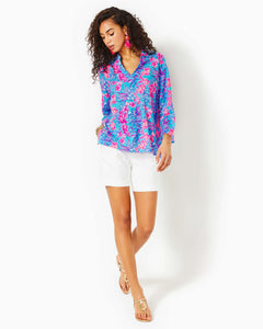 Luna Bay Tunic Top - Cumulus Blue Orchid Oasis