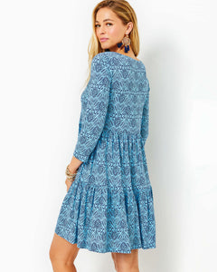 Geanna Cotton Swing Dress - Bon Bon Blue Go Your Own Wave