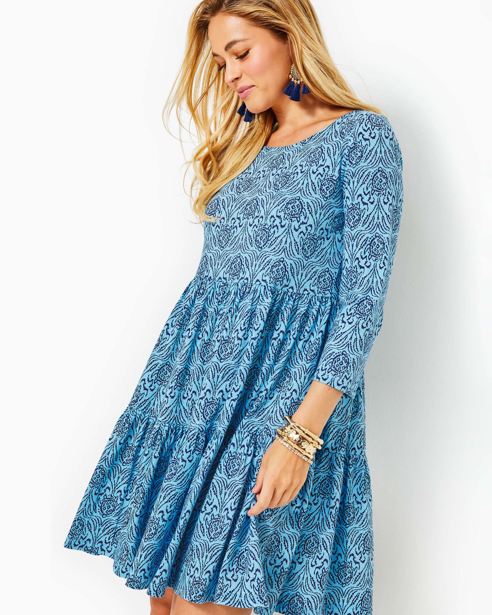 Geanna Cotton Swing Dress - Bon Bon Blue Go Your Own Wave The Islands - A Lilly Pulitzer Signature Store Geanna Cotton Swing Dress - Bon Bon Blue Go Your Own Wave The Islands - A Lilly Pulitzer Signature Store