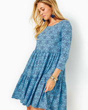 Load image into Gallery viewer, Geanna Cotton Swing Dress - Bon Bon Blue Go Your Own Wave
