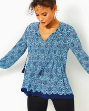 Load image into Gallery viewer, Marilina Tunic Top - Bon Bon Blue Go Your Own Wave Engineered Tunic
