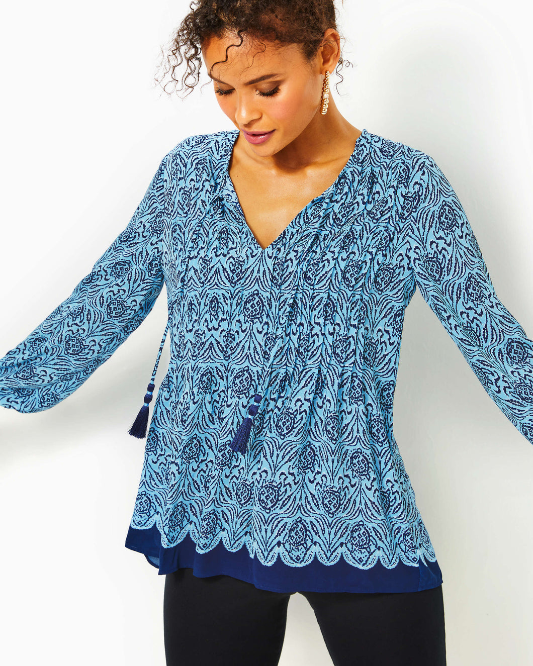 Marilina Tunic Top - Bon Bon Blue Go Your Own Wave Engineered Tunic