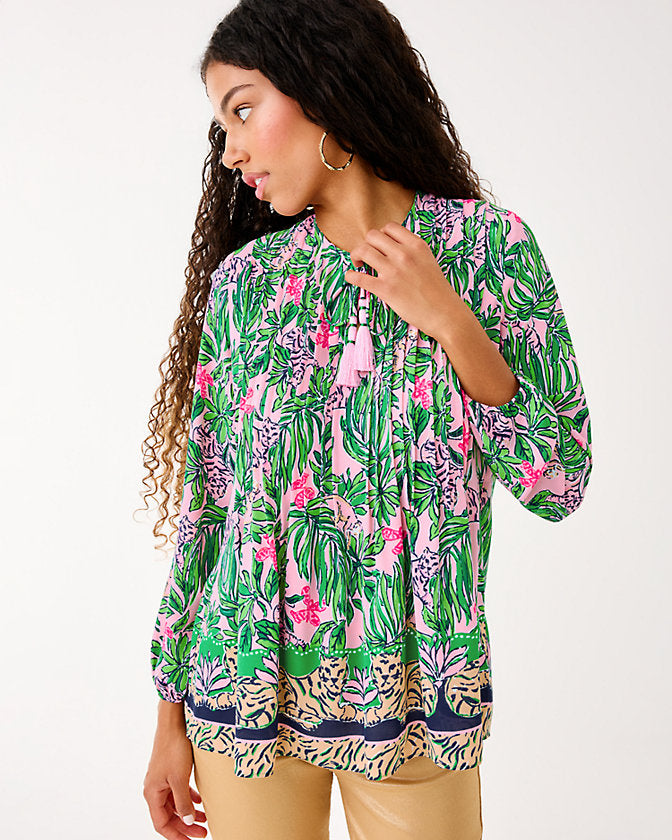 Marilina Tunic Top - Conch Shell Pink Roaring With Joy Engineered Tunic