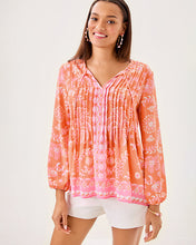 Load image into Gallery viewer, Marilina Tunic Top - Papaya Breezy Palm Engineered Tunic
