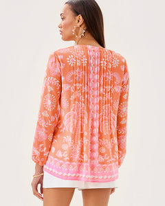 Marilina Tunic Top - Papaya Breezy Palm Engineered Tunic