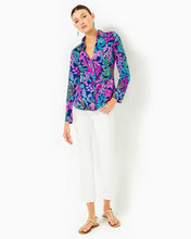 Load image into Gallery viewer, UPF 50+ ChillyLilly Marlena Button Down Top - Aegean Navy Calypso Coast
