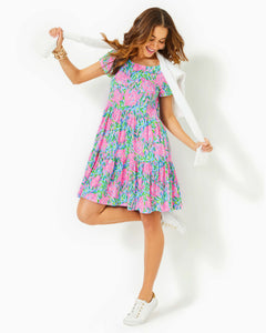 Geanna Swing Dress - Frenchie Blue Turtley In Love