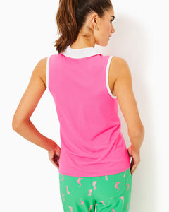 UPF 50+ Luxletic Imara Polo Top - Roxie Pink