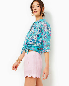 4" Brea Linen Scallop Short - Urchin Pink X Resort White