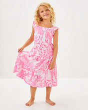 Load image into Gallery viewer, Girls Mini Jilly Midi Dress - Rousseau Pink Glisten In The Sun
