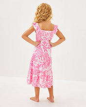 Load image into Gallery viewer, Girls Mini Jilly Midi Dress - Rousseau Pink Glisten In The Sun

