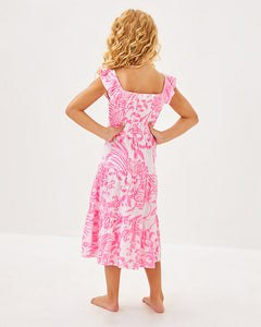 Girls Mini Jilly Midi Dress - Rousseau Pink Glisten In The Sun