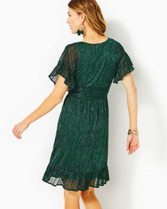 Sinclare Dress - Evergreen Metallic Knit Crinkle