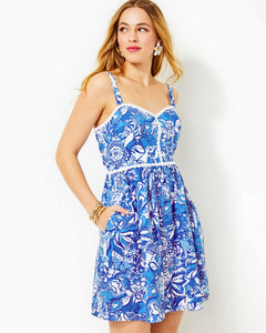 Haylan Cotton Dress - Blue Tang Flocking Fabulous