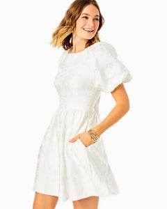 Knoxlie Dress - Resort White Organza Bloom Jacquard