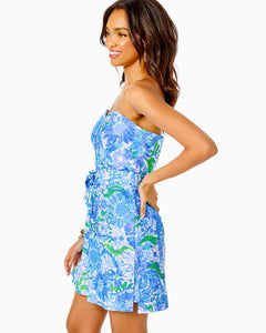 Kylo Strapless Skirted Romper - Frenchie Blue Suns Out