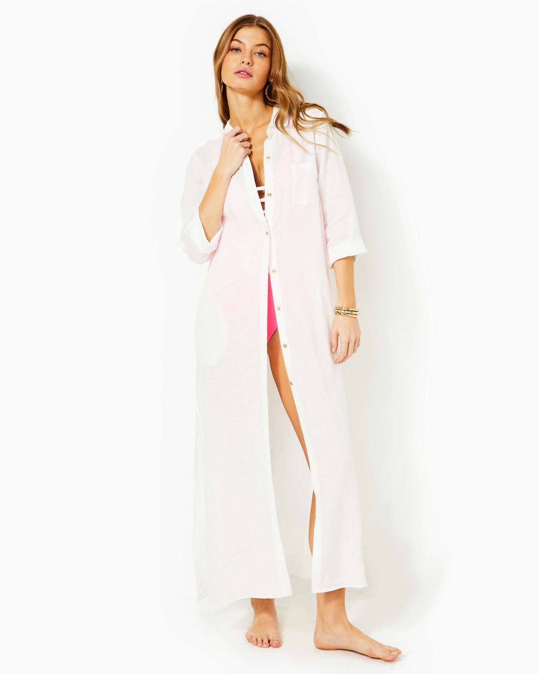 Natalie Linen Maxi Cover-Up - Resort White