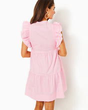 Load image into Gallery viewer, Aldena Ruffle Sleeve Cotton Dress - Conch Shell Pink
