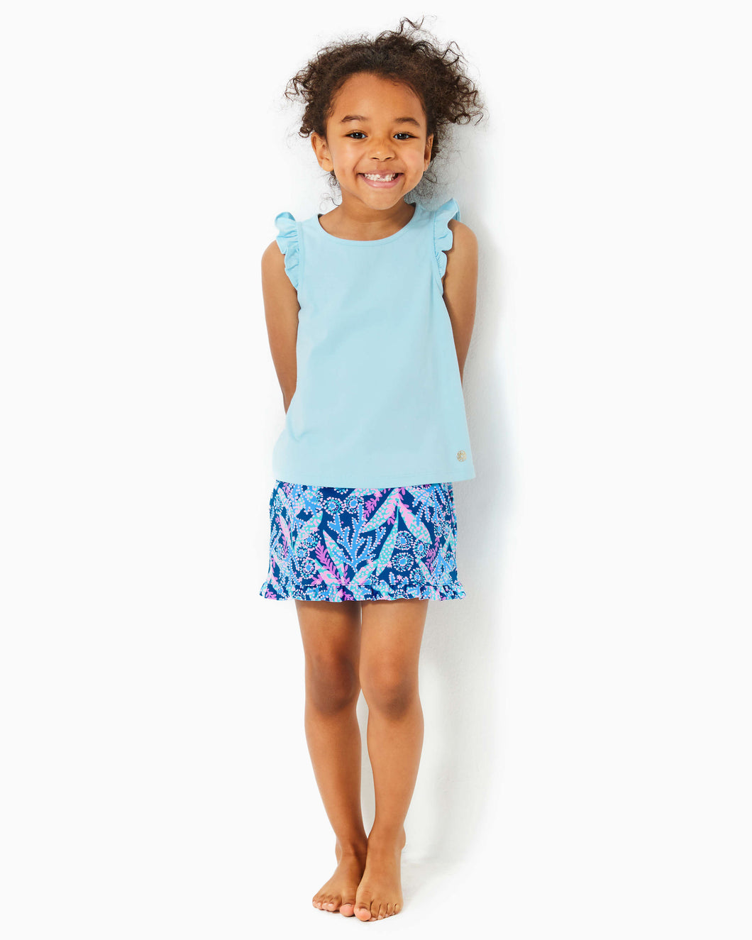 UPF 50+ Luxletic Girls Mini Anika Skort - Barton Blue Star Gazing