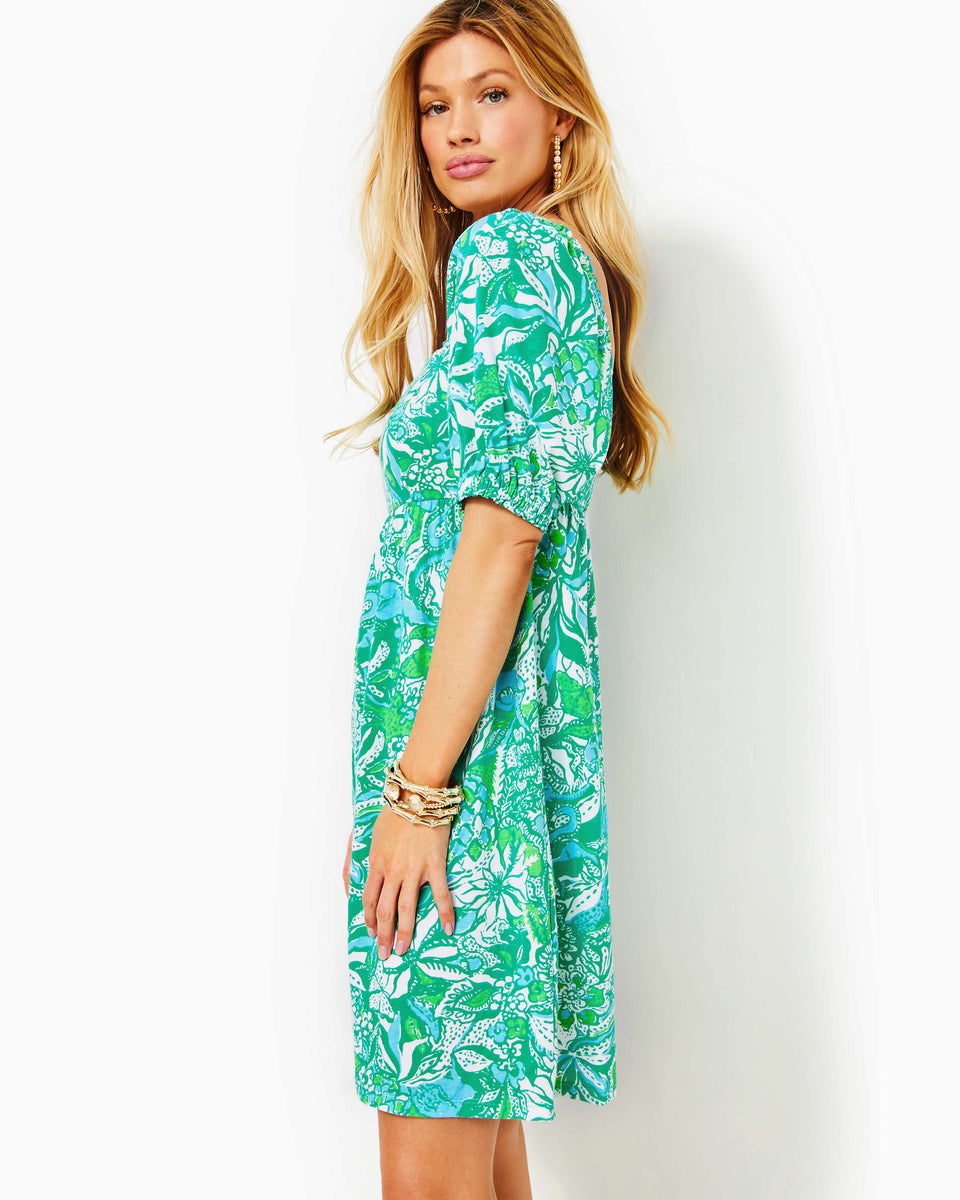 Delaney Short Sleeve Dress - Botanical Green Safari Sangria – The ...