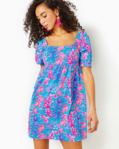 Delaney Short Sleeve Dress - Cumulus Blue Orchid Oasis