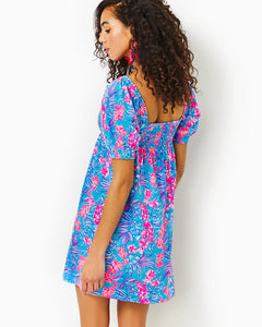 Delaney Short Sleeve Dress - Cumulus Blue Orchid Oasis