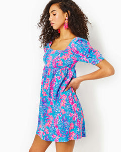 Delaney Short Sleeve Dress - Cumulus Blue Orchid Oasis