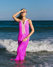 Load image into Gallery viewer, Sandrah Embroidered Maxi Shift Dress - Wild Fuchsia
