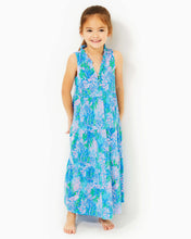 Load image into Gallery viewer, Girls Mini Malone Maxi Dress - Las Olas Aqua Strong Current Sea
