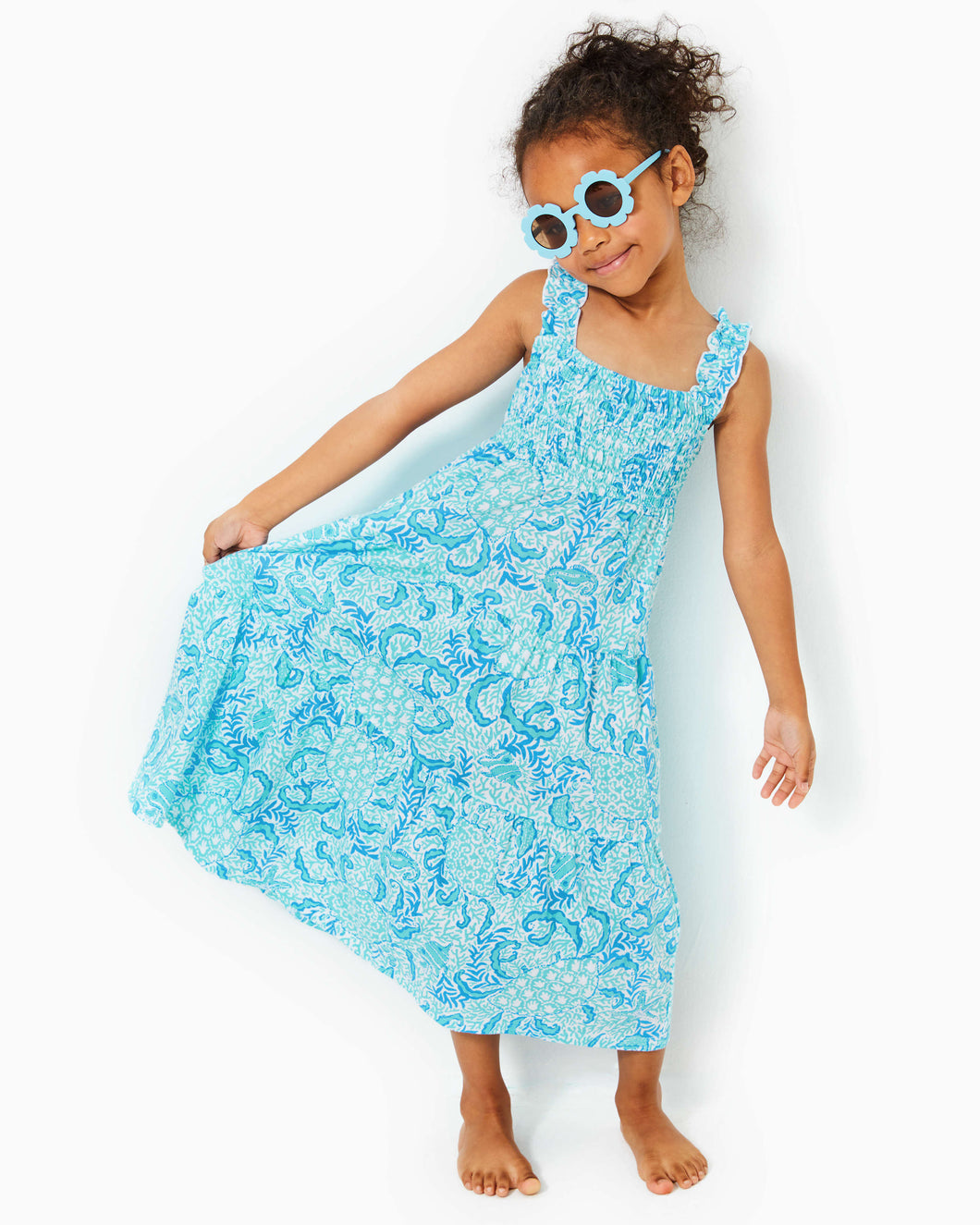 Girls Mini Hadly Maxi Dress - Resort White Goombay Grooves