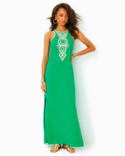 Load image into Gallery viewer, Taylane Embroidered Maxi Shift Dress - Brazilian Green
