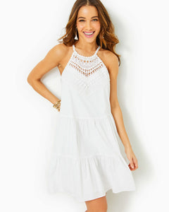 Britt Cotton Halter Dress - Resort White