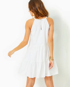 Britt Cotton Halter Dress - Resort White