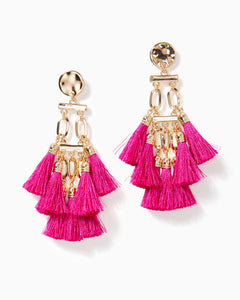 Boho Safari Chandelier Earrings - Pink Palms