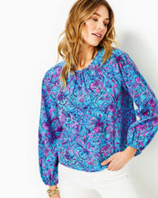 Load image into Gallery viewer, Rilynn Long Sleeve Cotton Top - Breakwater Blue Shells N Bells
