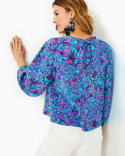 Load image into Gallery viewer, Rilynn Long Sleeve Cotton Top - Breakwater Blue Shells N Bells
