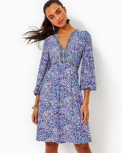 Wexlee 3/4 Sleeve Dress - Resort White Twisted Up Engineered Knit Dress