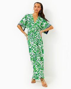 Wisteria V-Neck Maxi Dress - Fiddle Leaf Green Escape Plan Engineered Knit Dress