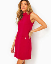Load image into Gallery viewer, Daisee Shift Dress - Poinsettia Red Knit Pucker Jacquard
