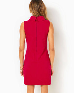 Daisee Shift Dress - Poinsettia Red Knit Pucker Jacquard