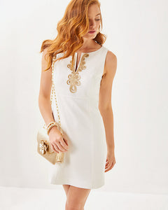 Trini Viscose Shift Dress - Resort White